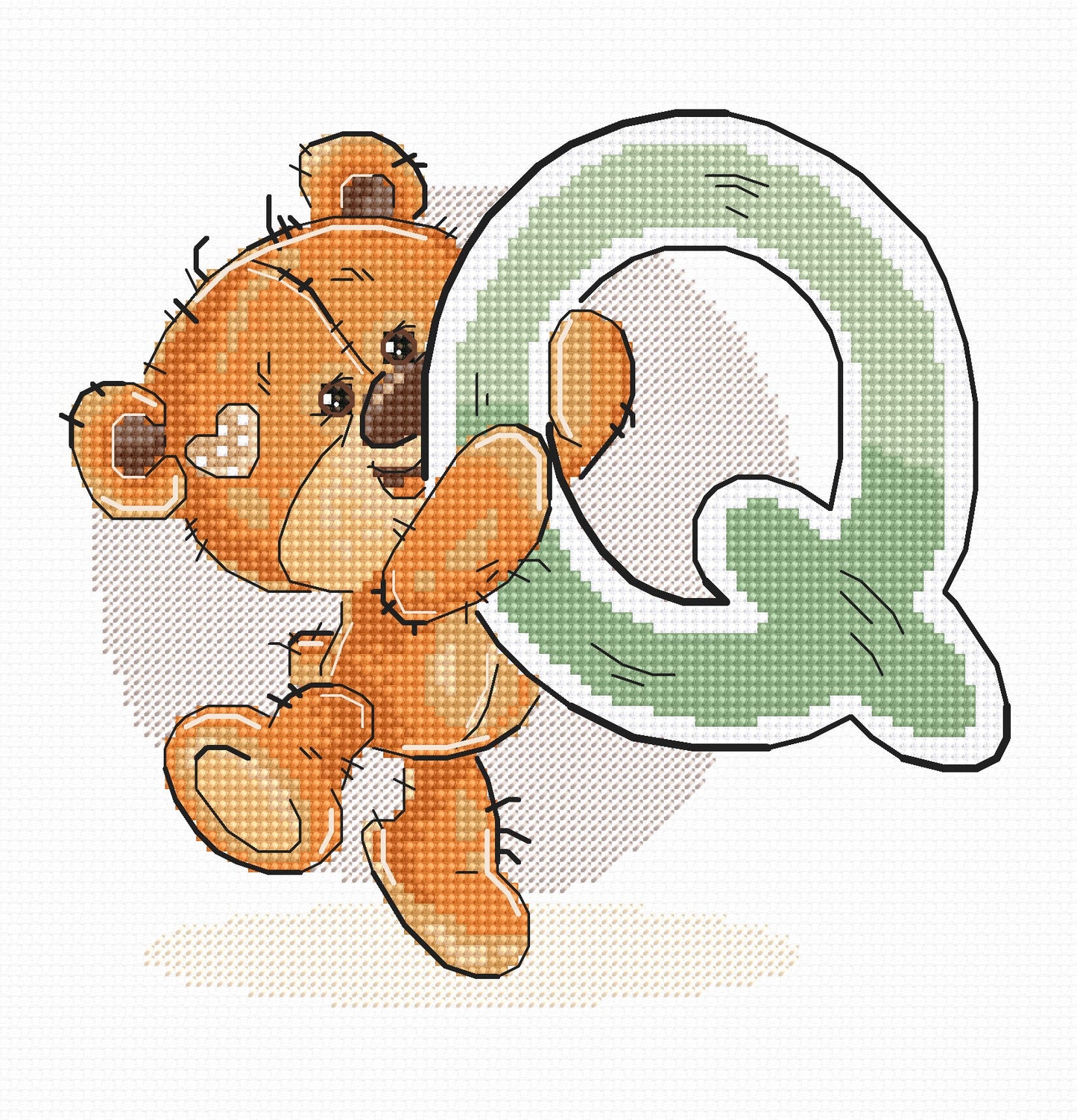 Cross Stitch Kit Alphabet - Luca-S Kit - Letter „Q” B1218