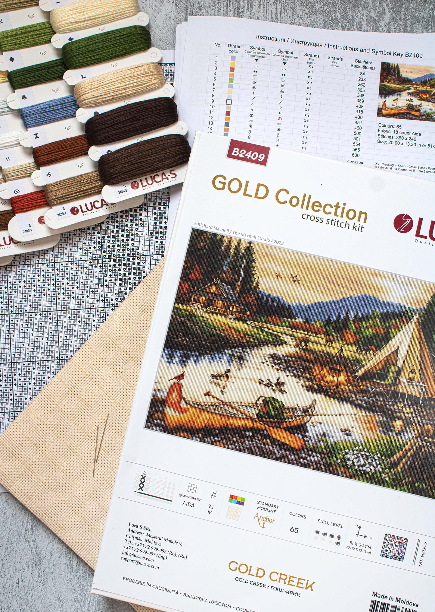 Cross Stitch Kit Luca-S GOLD - Gold Creek, B2409