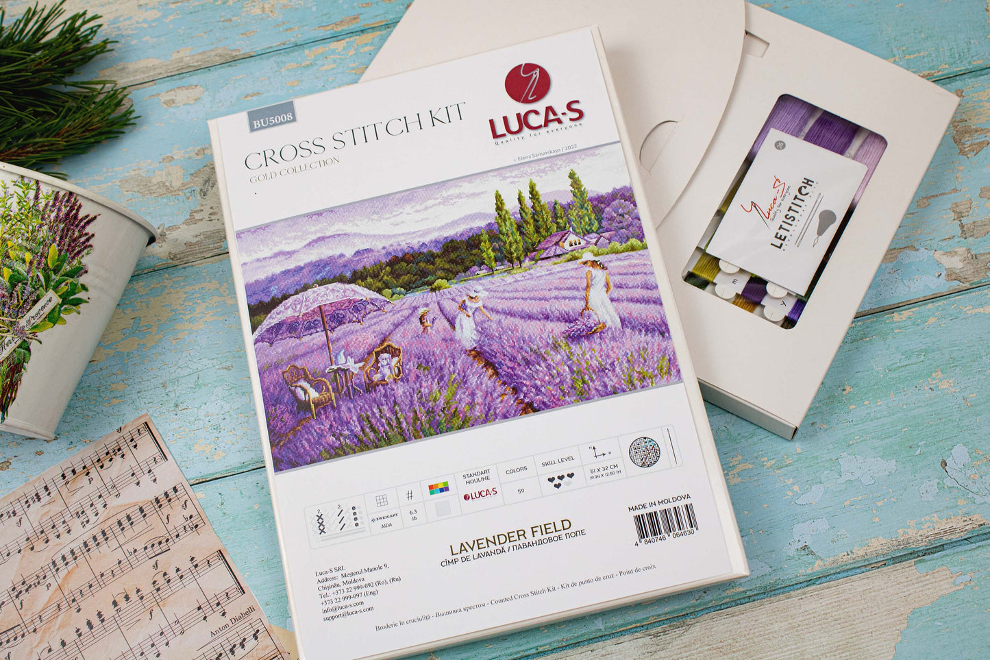 Cross Stitch Kit Luca-S GOLD - Lavender Field, BU5008