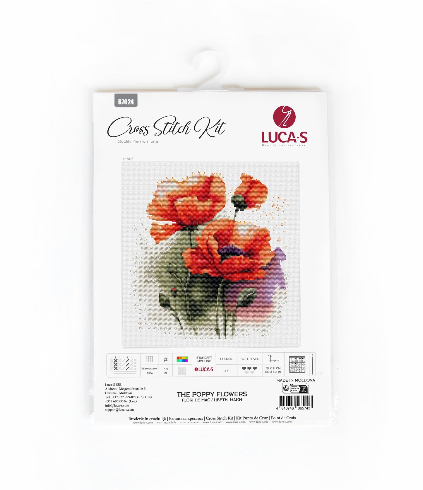 Cross Stitch Kit Luca-S - The Poppy Flowers, B7024