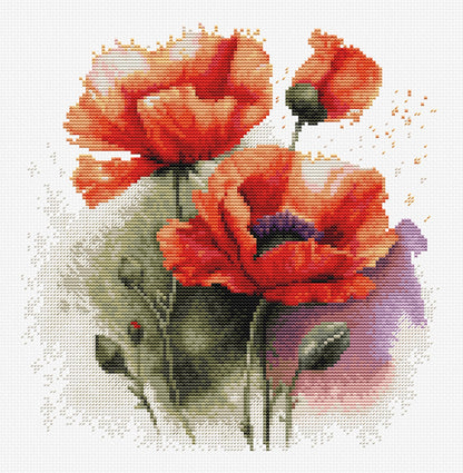 Cross Stitch Kit Luca-S - The Poppy Flowers, B7024