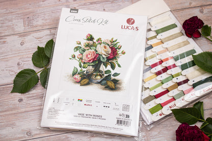 Cross Stitch Kit Luca-S - Vase with Roses, B7026