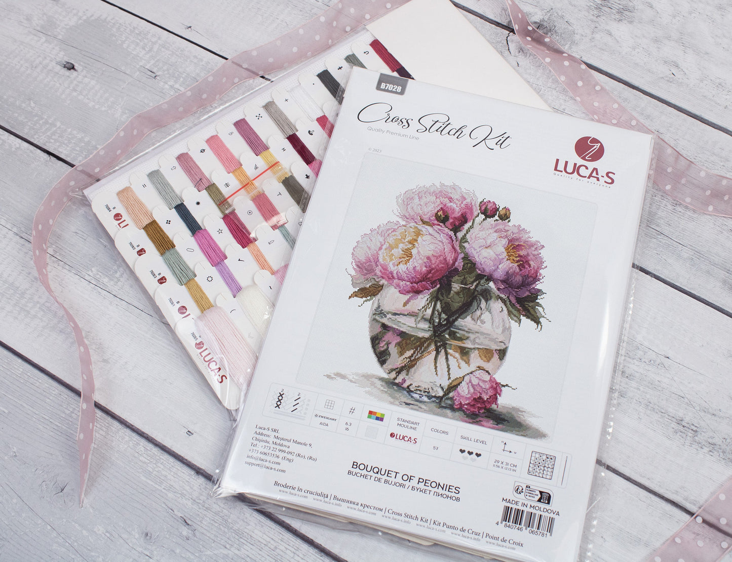 Cross Stitch Kit Luca-S - Bouquet of Peonies, B7028