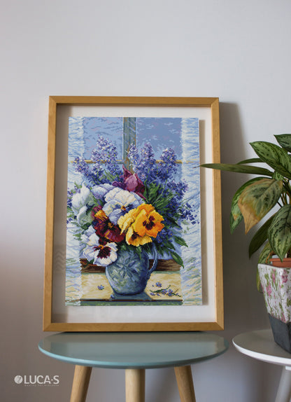 Cross Stitch Kit Luca-S - Bouquet with Pansies, B7030