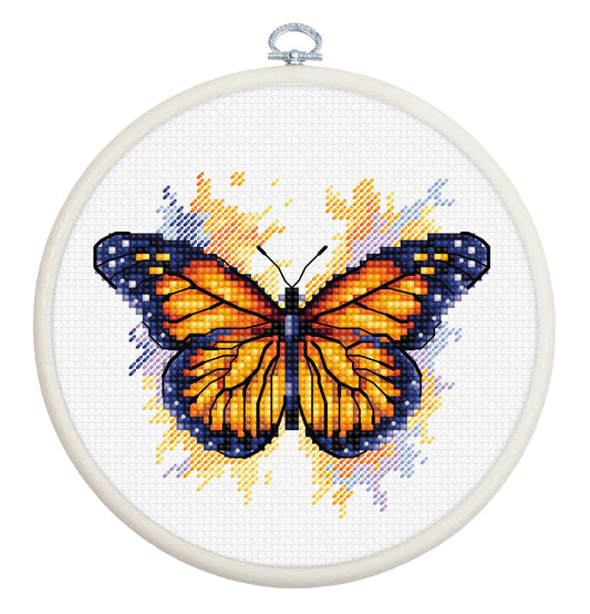 Cross Stitch Kit with Hoop Included Luca-S - The Monarch Butterfly, BC102