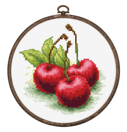 Cross Stitch Kit with Hoop Included Luca-S - Cherries, BC103