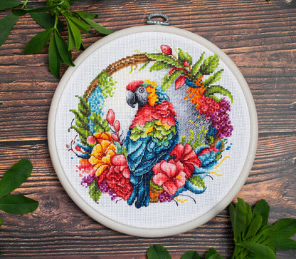 Cross Stitch Kit with Hoop Included Luca-S - The Tropical Parrot, BC201