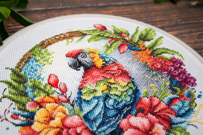 Cross Stitch Kit with Hoop Included Luca-S - The Tropical Parrot, BC201