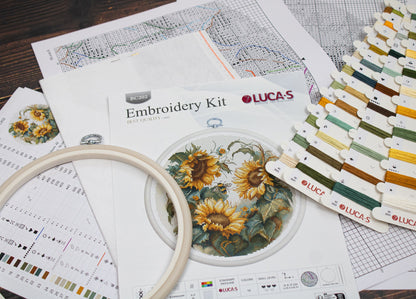 Cross Stitch Kit with Hoop Included Luca-S - Sunflower, BC202