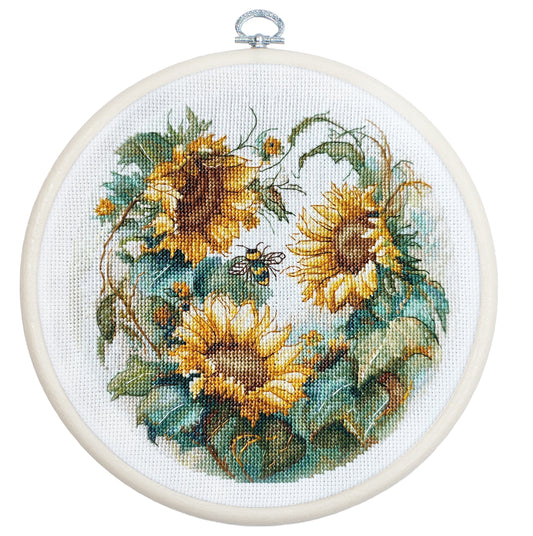 Cross Stitch Kit with Hoop Included Luca-S - Sunflower, BC202