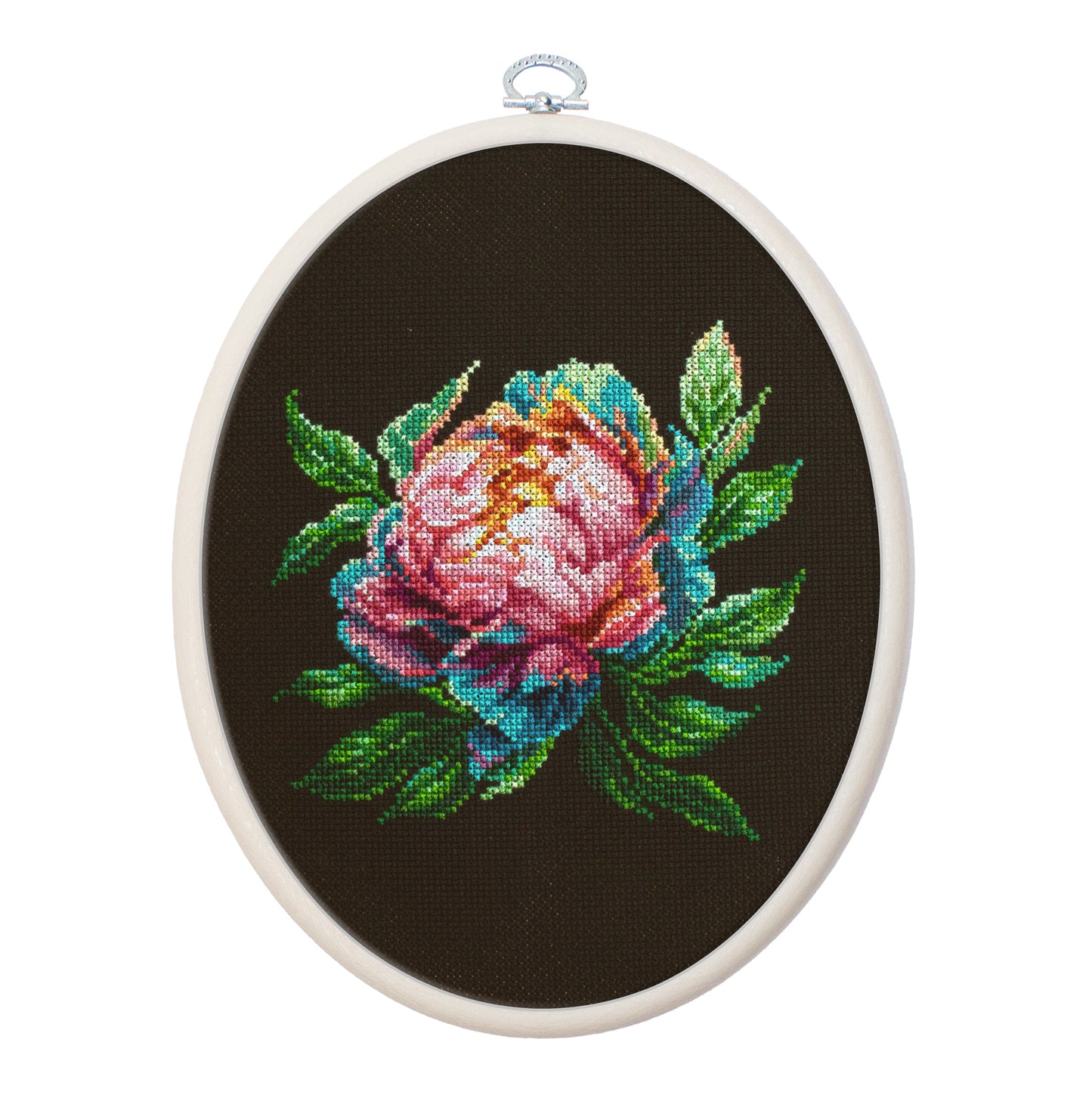 Cross Stitch Kit with Hoop Included Luca-S - ''Abalone Pearl'' Peony, BC203