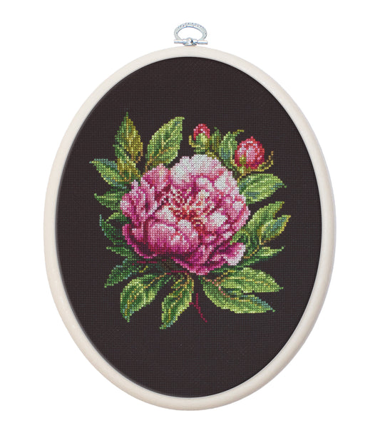 Cross Stitch Kit with Hoop Included Luca-S - ’’Peter Brand’’ Peony, BC204