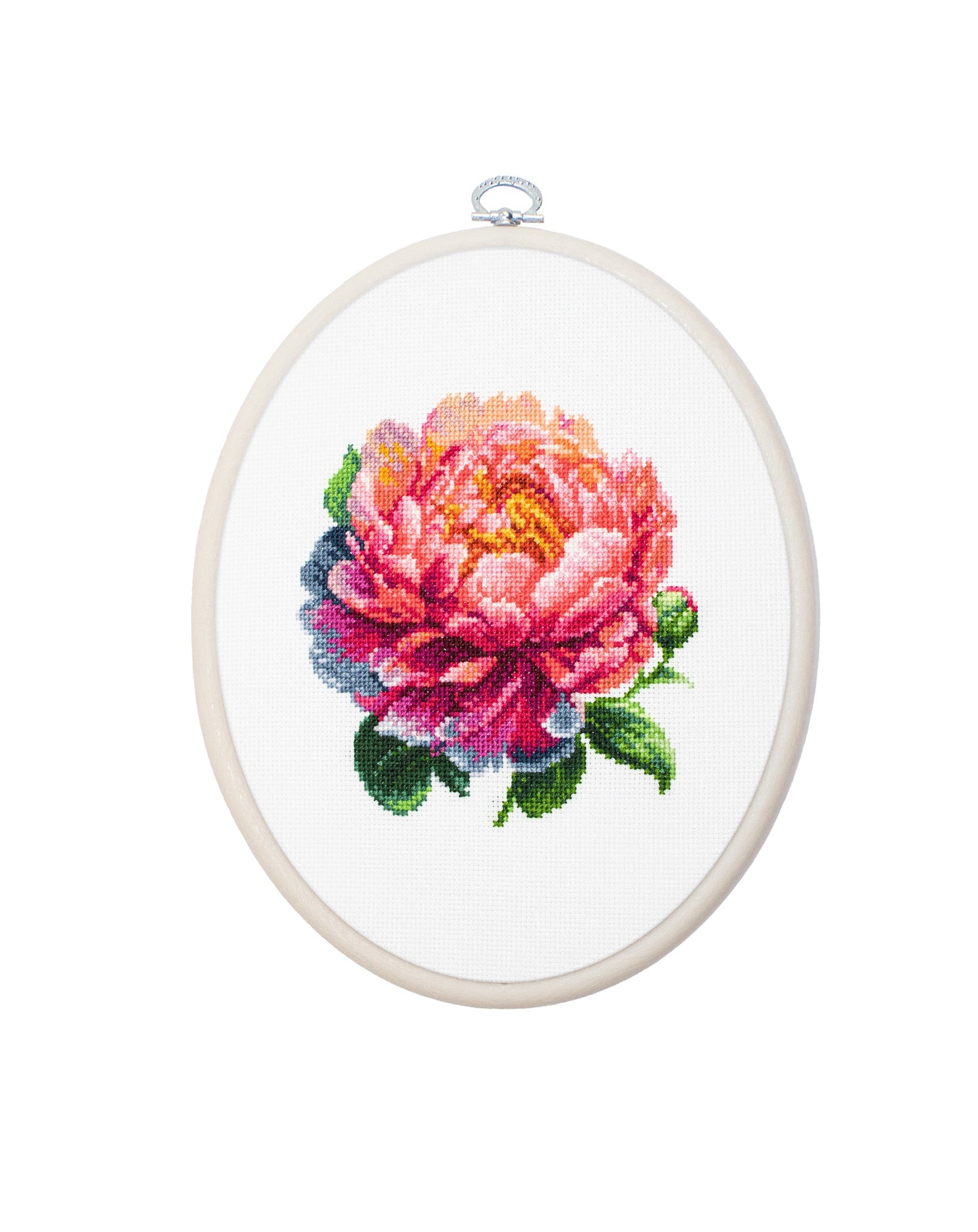 Cross Stitch Kit with Hoop Included Luca-S - ’’Coral Charm’’ Peony, BC205