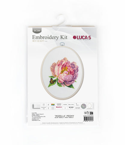 Cross Stitch Kit with Hoop Included Luca-S - ’’Rozella’’ Peony, BC206