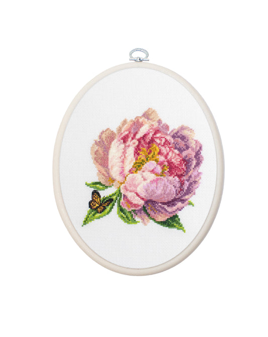 Cross Stitch Kit with Hoop Included Luca-S - ’’Rozella’’ Peony, BC206