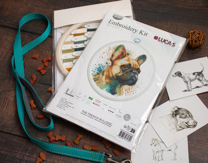 Cross Stitch Kit with Hoop Included Luca-S - The French Bulldog, BC207