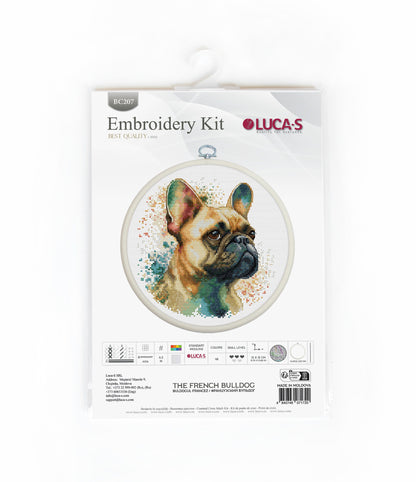 Cross Stitch Kit with Hoop Included Luca-S - The French Bulldog, BC207