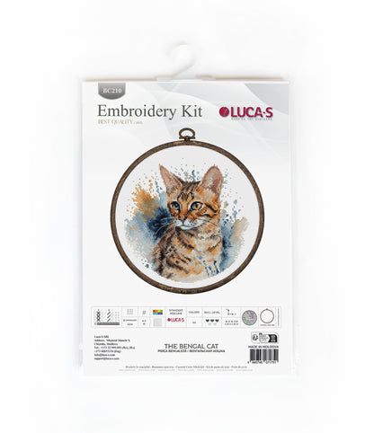 Cross Stitch Kit with Hoop Included Luca-S - The Bengal Cat, BC210
