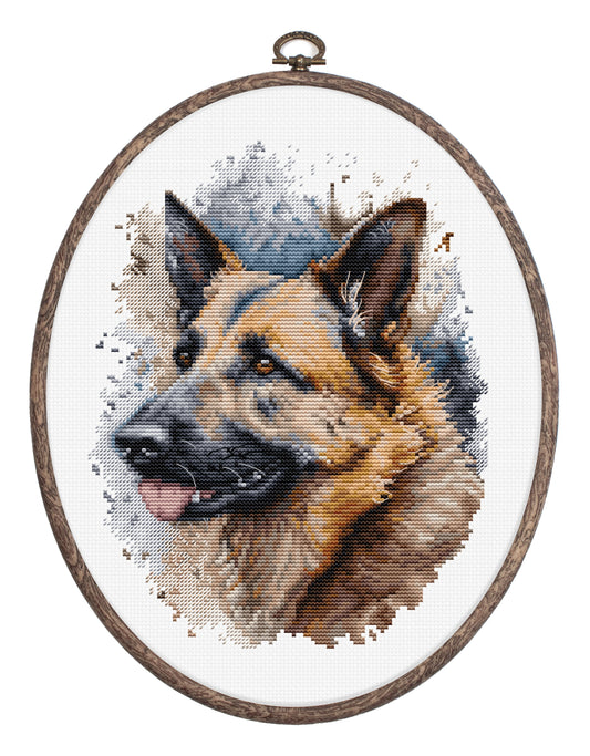 Cross Stitch Kit with Hoop Included Luca-S - The German Shepherd, BC214