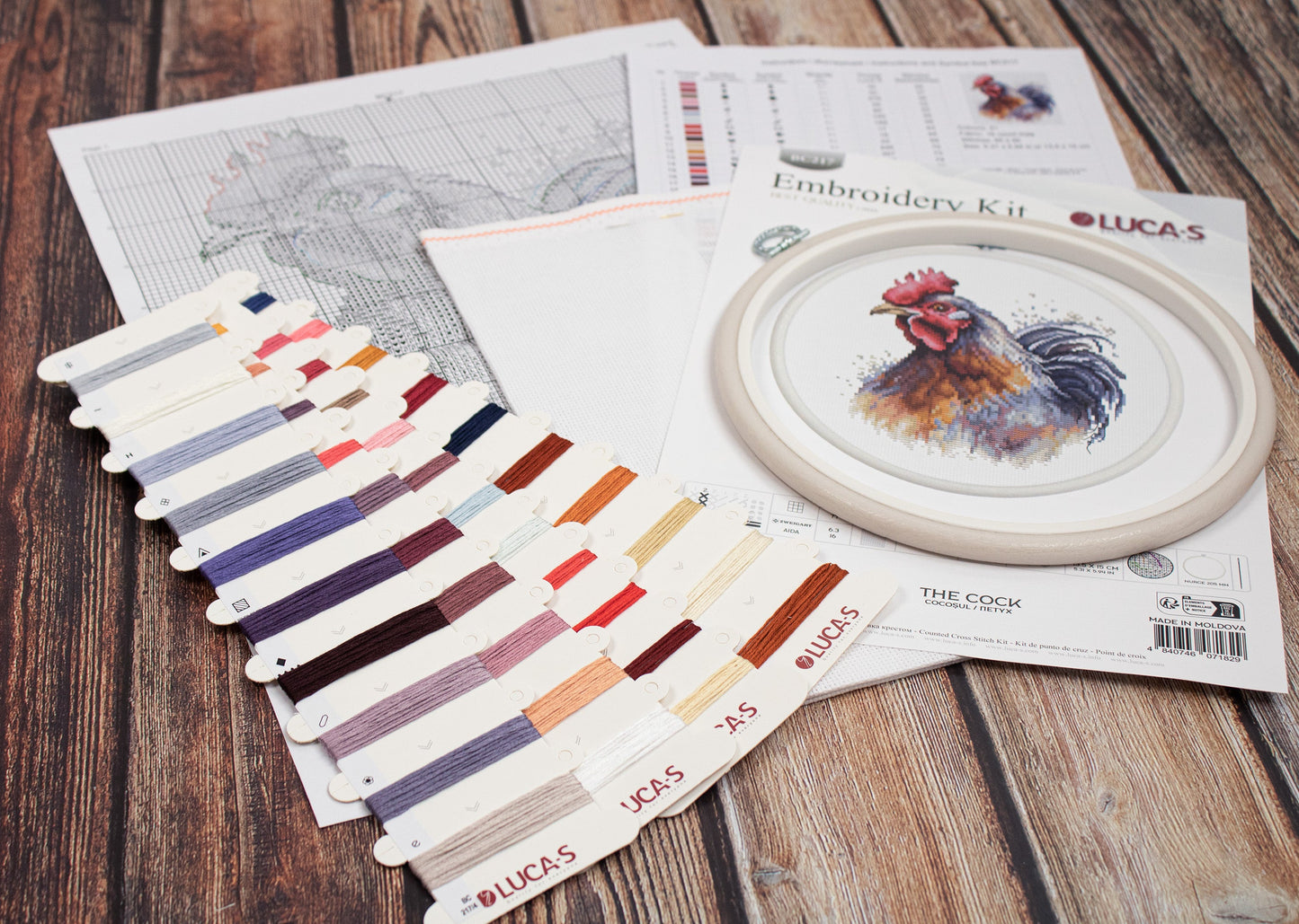 Cross Stitch Kit with Hoop Included Luca-S - The Cock, BC217