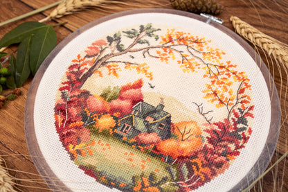 Cross Stitch Kit with Hoop Included Luca-S - The Autumn, BC221