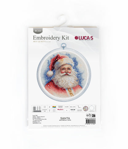 Cross Stitch Kit with Hoop Included Luca-S - Santa, BC224