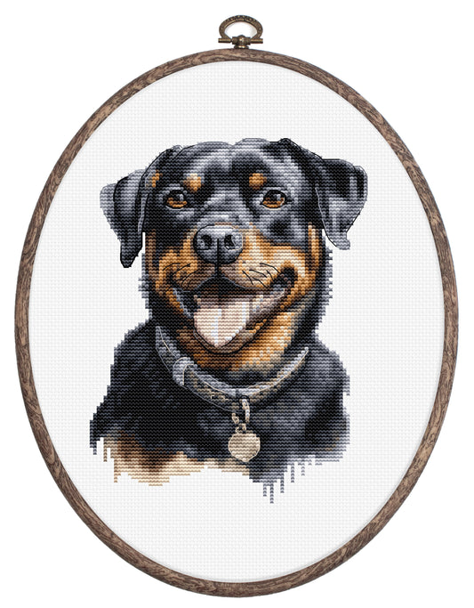 Cross Stitch Kit with Hoop Included Luca-S - Rottweiler, BC229