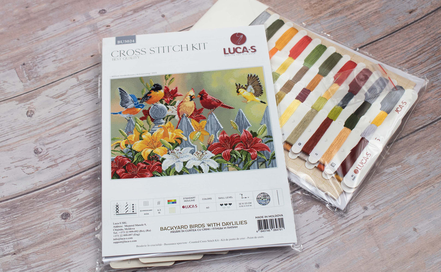 Cross Stitch Kit Luca-S - Backyard Birds with Daylilies, BU5024