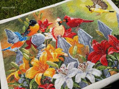 Cross Stitch Kit Luca-S - Backyard Birds with Daylilies, BU5024