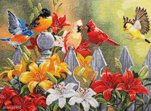 Cross Stitch Kit Luca-S - Backyard Birds with Daylilies, BU5024