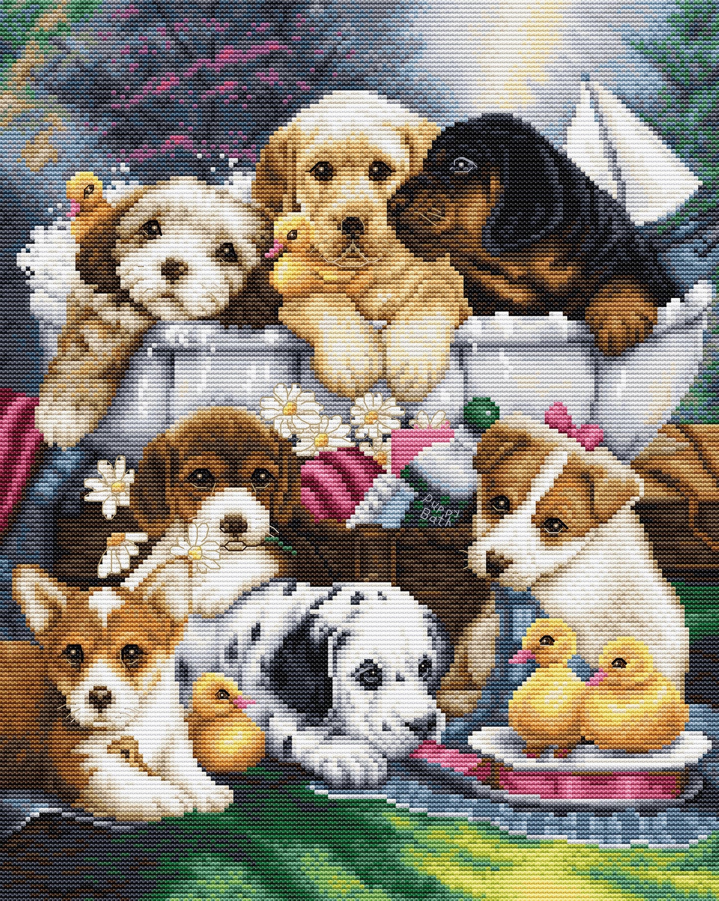 Cross Stitch Kit Luca-S - Bath Time Pups, BU5025