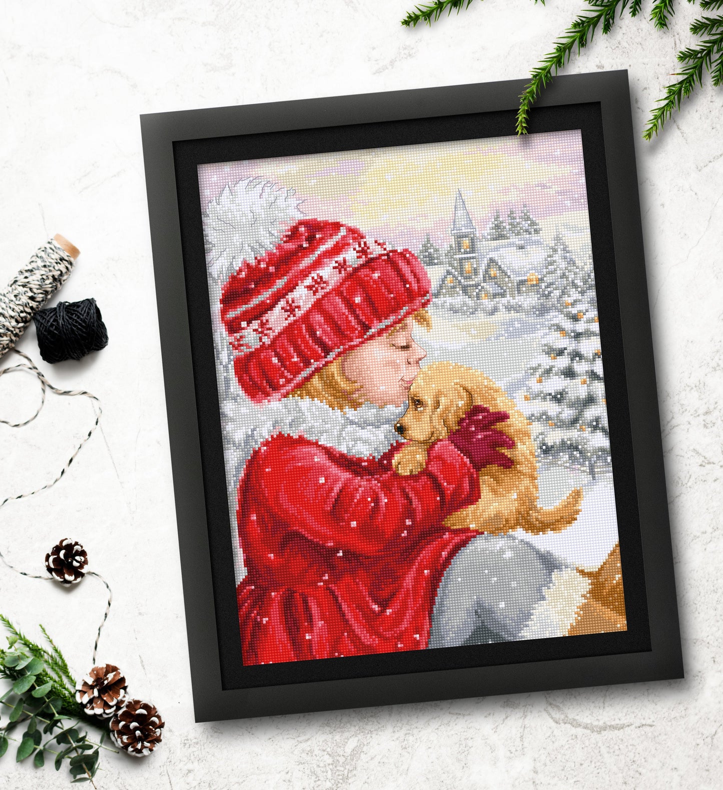 Cross Stitch Kit Luca-S - Girl Kissing Puppy, BU5027