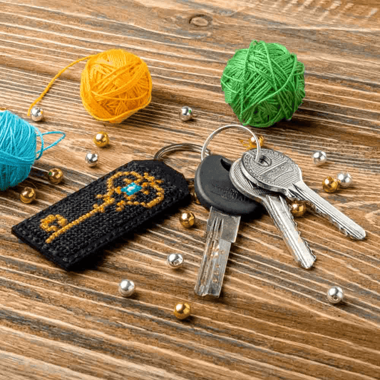 Key Chain Needlecraft Kit - Cross Stitch Kit on Leather