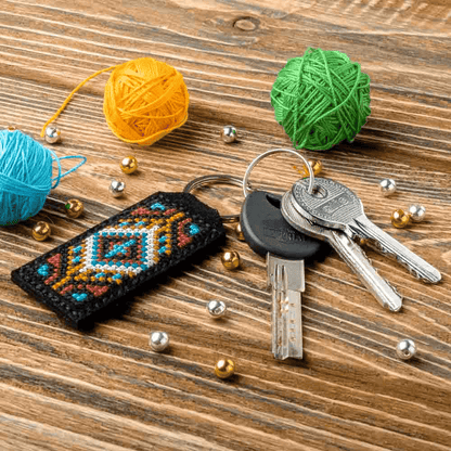 Key Chain Needlecraft Kit - Cross Stitch Kit on Leather