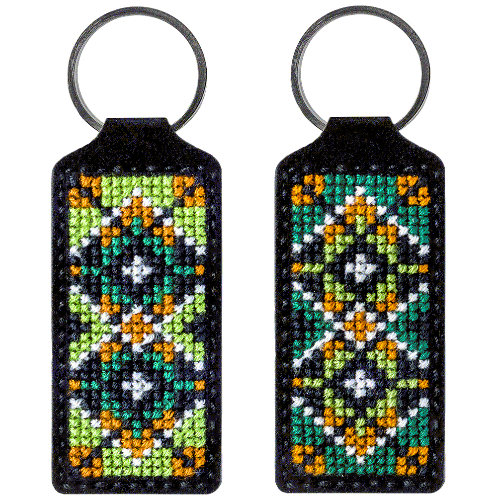 Key Chain Needlecraft Kit - Cross Stitch Kit on Leather