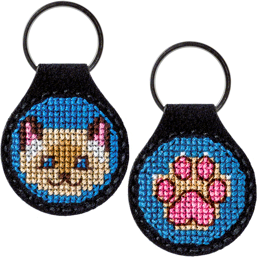 Key Chain Needlecraft Kit - Cross Stitch Kit on Leather