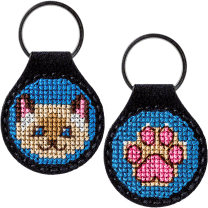 Key Chain Needlecraft Kit - Cross Stitch Kit on Leather