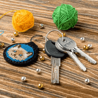 Key Chain Needlecraft Kit - Cross Stitch Kit on Leather