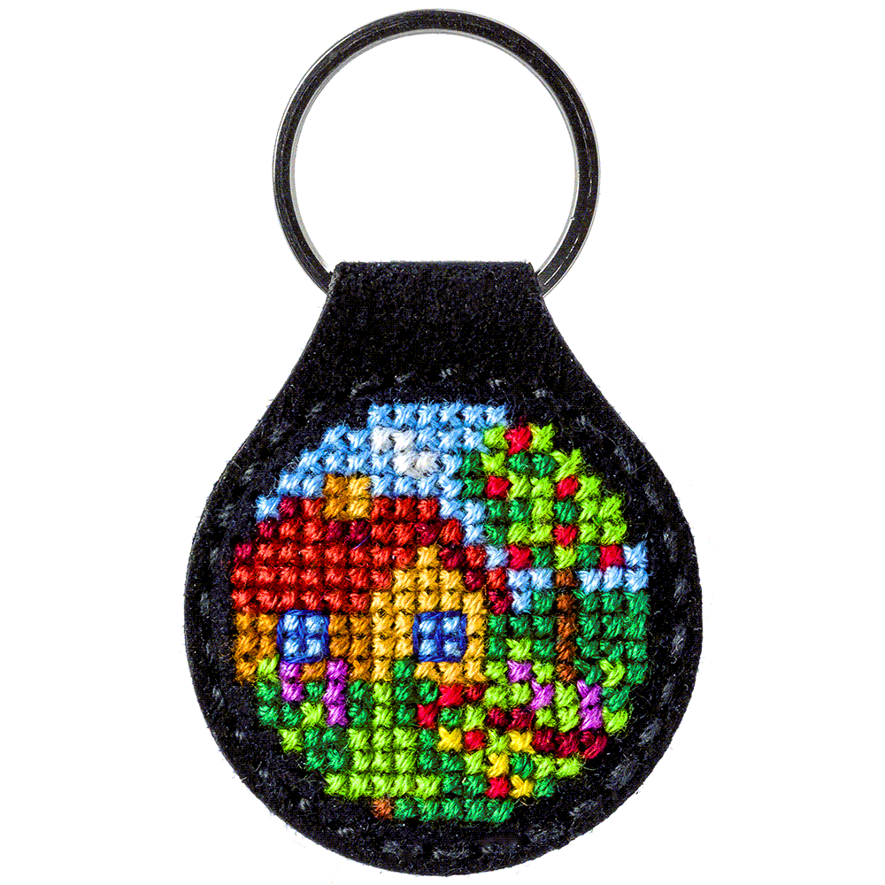 Key Chain Needlecraft Kit - Cross Stitch Kit on Leather