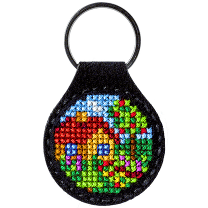 Key Chain Needlecraft Kit - Cross Stitch Kit on Leather