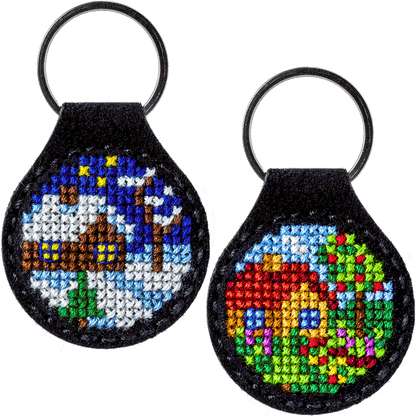 Key Chain Needlecraft Kit - Cross Stitch Kit on Leather