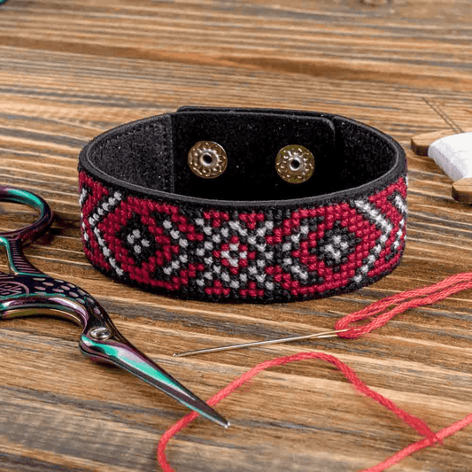 Bracelet Needlecraft Kit - Cross Stitch Kits on Leather
