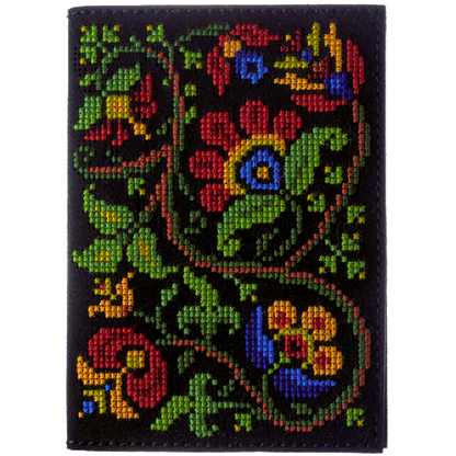 Passport Cover Needlecraft Kit - Cross Stitch Kits on Leather