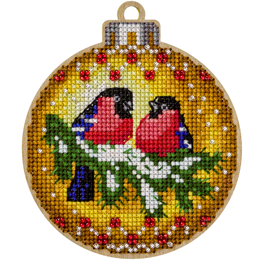 Cross Stitch Kit with Beads on Wood - Toys Needlecraft on Wood