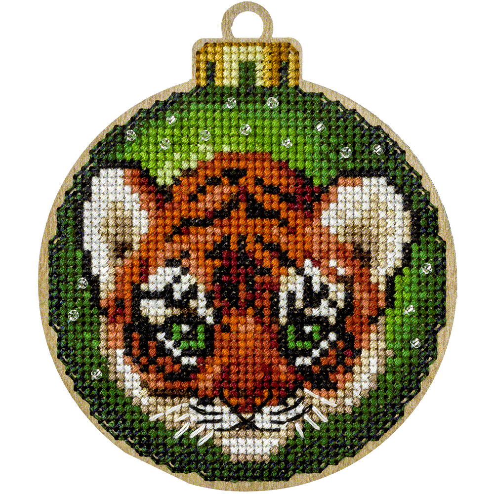 Cross Stitch Kit with Beads on Wood