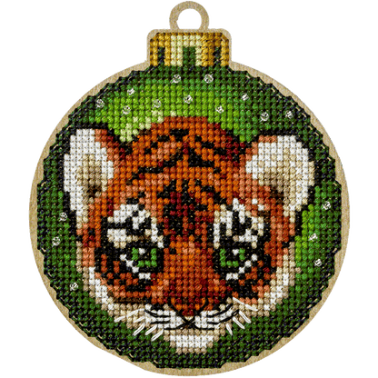 Cross Stitch Kit with Beads on Wood