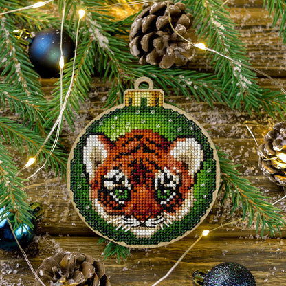 Cross Stitch Kit with Beads on Wood