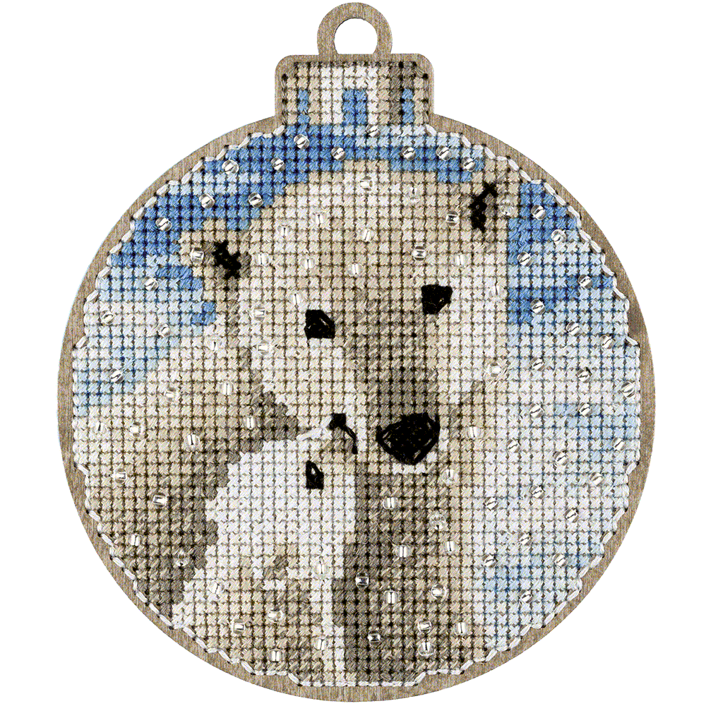 Cross Stitch Kit with Beads on Wood