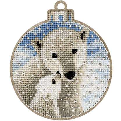 Cross Stitch Kit with Beads on Wood