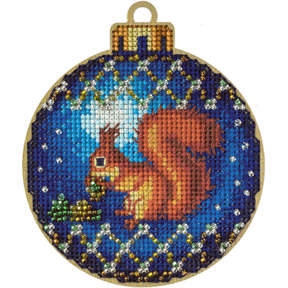 Cross Stitch Kit with Beads on Wood